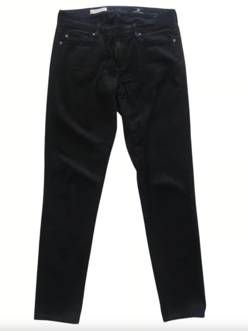 AG Black Stevie Ankle Slim Straight Velvety Finish Skinny Jeans • Size 25
